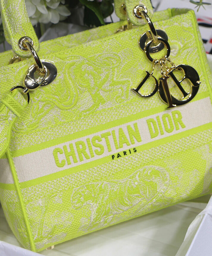 Christian Dior Medium Lady D Lite Canvas Bag Green